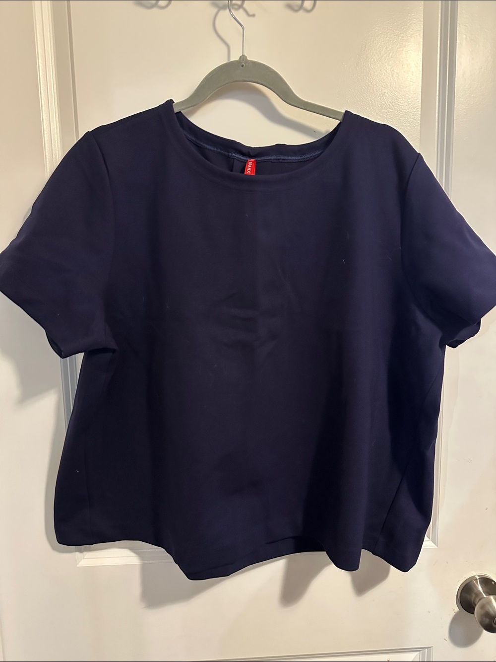 SPANX Navy Short Sleeve Crewneck Top
